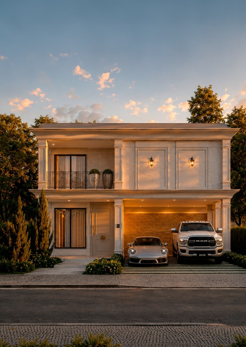 Fachada da Residência F&G, obra de alto padrão da Engefor Premium